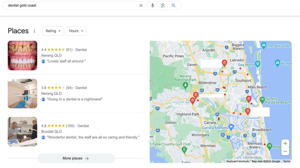 gold coast dentist search with maps